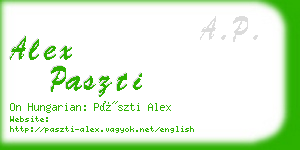 alex paszti business card